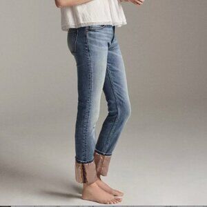 Anthropologie Pilcro High-Rise Satin-Trimmed Straight Jeans in Size 27